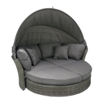 Sofa MUSE-2 su stogeliu ir pagalvėlėmis, rėmas: aliumininis su plastikinių vytelių apdaila, spalva: pilka